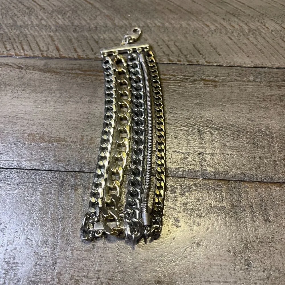Jenny Bird Women's Austin Cuff Mixed Metal Stacked Chain Bracelet